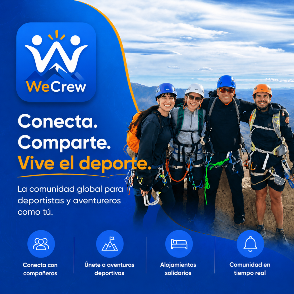 WeCrew App. Conecta, comparte, Vive el deporte con compañeros.